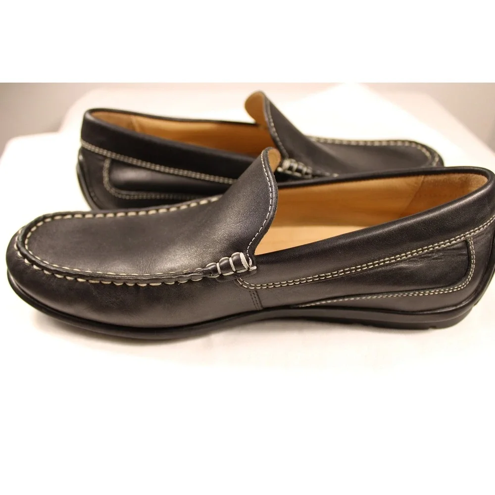 ECCO Mens Driving Loafers Shoes Size US 9.5 EU 43 Black Leather Slip On